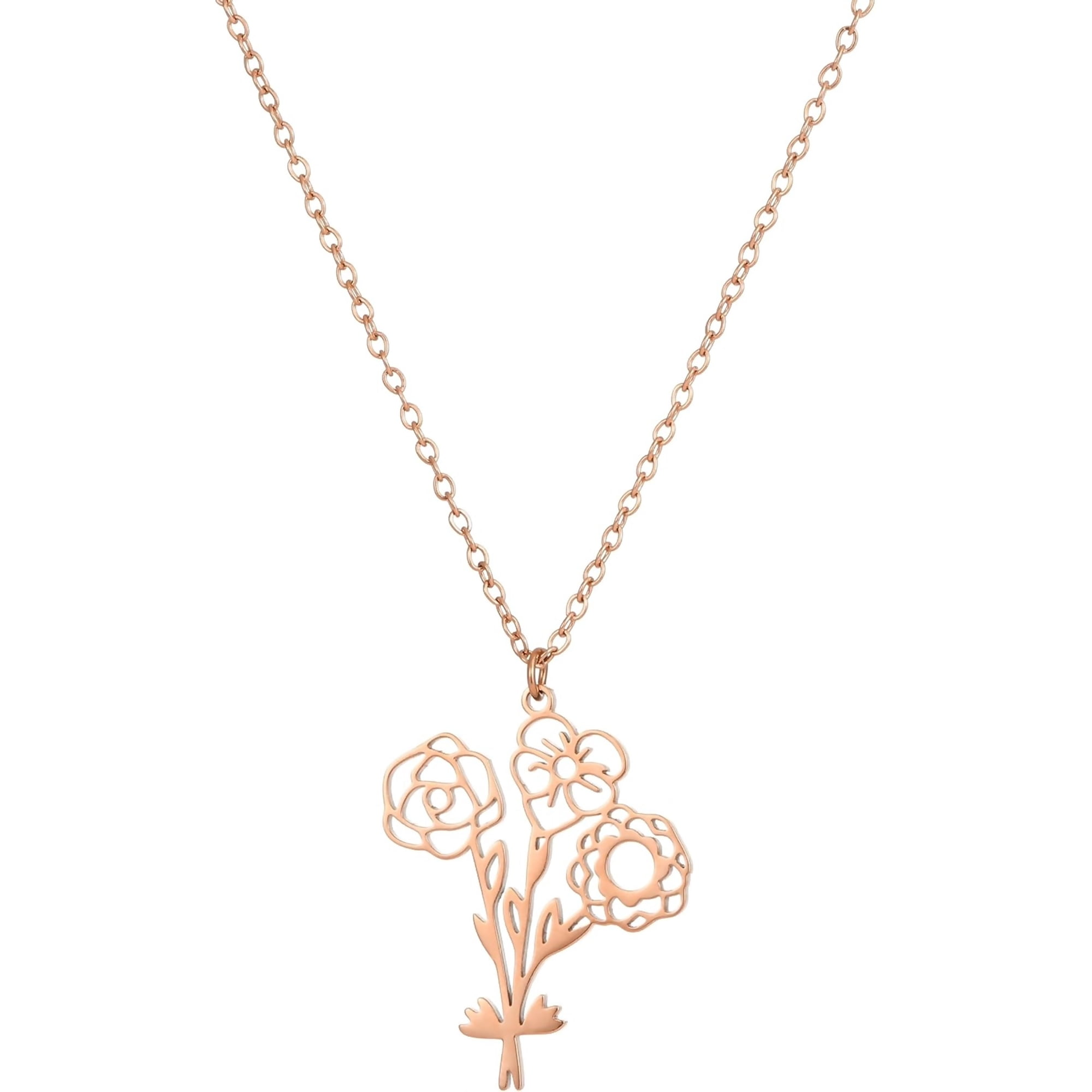 Zephyriana Personalized Birth Month Flower Birthstone Necklaces, Custom Birth Month Floral Necklace for Women Girlfriend Mother Sister Bridesmaids