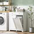 thumbnail image 2 of HOMCOM Panier à Linge Basculant, Armoire à Paniers à Linge avec Tiroir, Blanc, 2 of 10