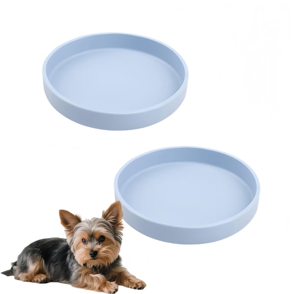 Non-Slip Silicone Dog Bowl Set of 2-7-inch WideShallow Cat and Dog Food Dishes for Wet DryFood, Puppy Kitten Feeding Bowls with Anti-SkidBase