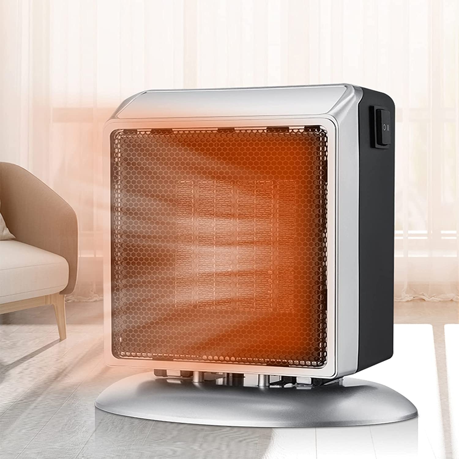 Portable Space Heater for Office Home Indoor Use Quiet, 900W Small