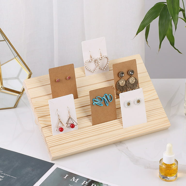 62 Pcs Wood Earring Display Stand 2 Set Earring Display for Selling Earring  Display Holder with Earring Card for Selling