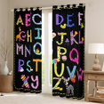 thumbnail image 2 of Alphabet Curtains ,Cartoon English Alphabet Insulated Thermal Curtains for Bedroom,Rainbow 26 Letters 30%-50% Blackout Curtains,Zebra Animal Alphabet Window Curtains 38"X54",Black, 2 of 6
