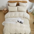 thumbnail image 2 of Nayoroom 3 Pieces Geometric Arch Pattern Tufted Microfiber Duvet Cover Set Beige Boho Shabby Chic Luxury Soft Bedding Set,Queen Size, 2 of 5