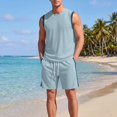 thumbnail image 2 of Sentmoon Mens Summer Sets 2 Piece Outfits Shirts Men and Man Short Athletic Set Sleeveless Color Block Tank and Pocket Shorts Drawstring Elastic Waist Breathable Casual Gym Running Travel Wear, 2 of 9