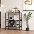 thumbnail image 2 of Costway Kitchen 4 Universal Wheels 3-Tier 30.00 x 14.00 x 34.00 Inches, Black + Rustic Brown, 2 of 9