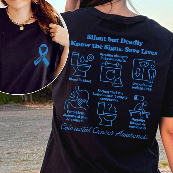 Colorectal Cancer Signs Awareness T-Shirt, blue Ribbon Tee, Colorectal Cancer Support Shirt, Colorectal walk Cancer Fighter Tee