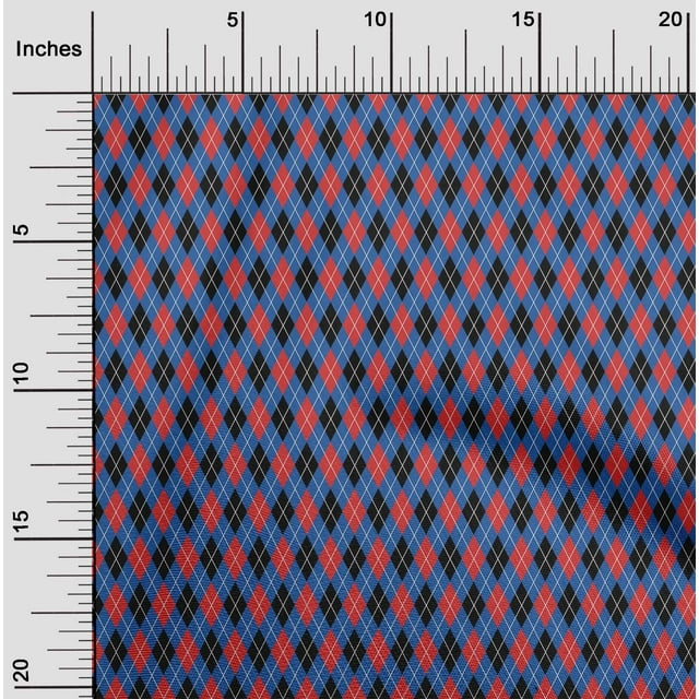 oneOone Georgette Viscose Blue Fabric Argyle Check Craft Projects Decor Fabric Printed By The Yard 42 Inches Wide