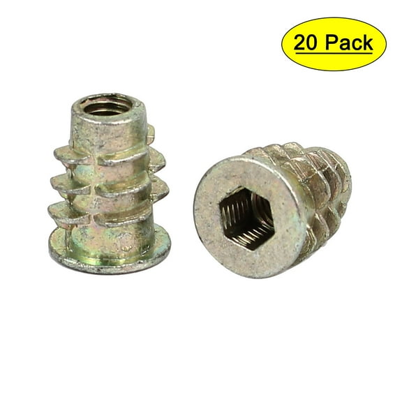 M5x14mm Interface Hex Socket Threaded Insert Nuts 20Pcs for Wood Furniture