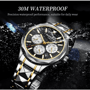 NIBOSI Chronograph Watches for Men Casual Classic Dial Outdoor Watch Silver Black Tone Stainless Steel Waterproof Mens Watch