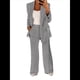 thumbnail image 2 of Conjuntos de 2 Piezas para Mujer, Grandes, Estilo Informal de Negocios, Larga, Solapa, Pantalón Recto, Trajes. Gris XL, 2 of 5
