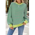 thumbnail image 6 of Sweatshirt For Women Oversized Long Sleeve Striped Pullover Color Block Crewneck Casual Loose Tops Y2K Clothes Workout Shirt, 6 of 7