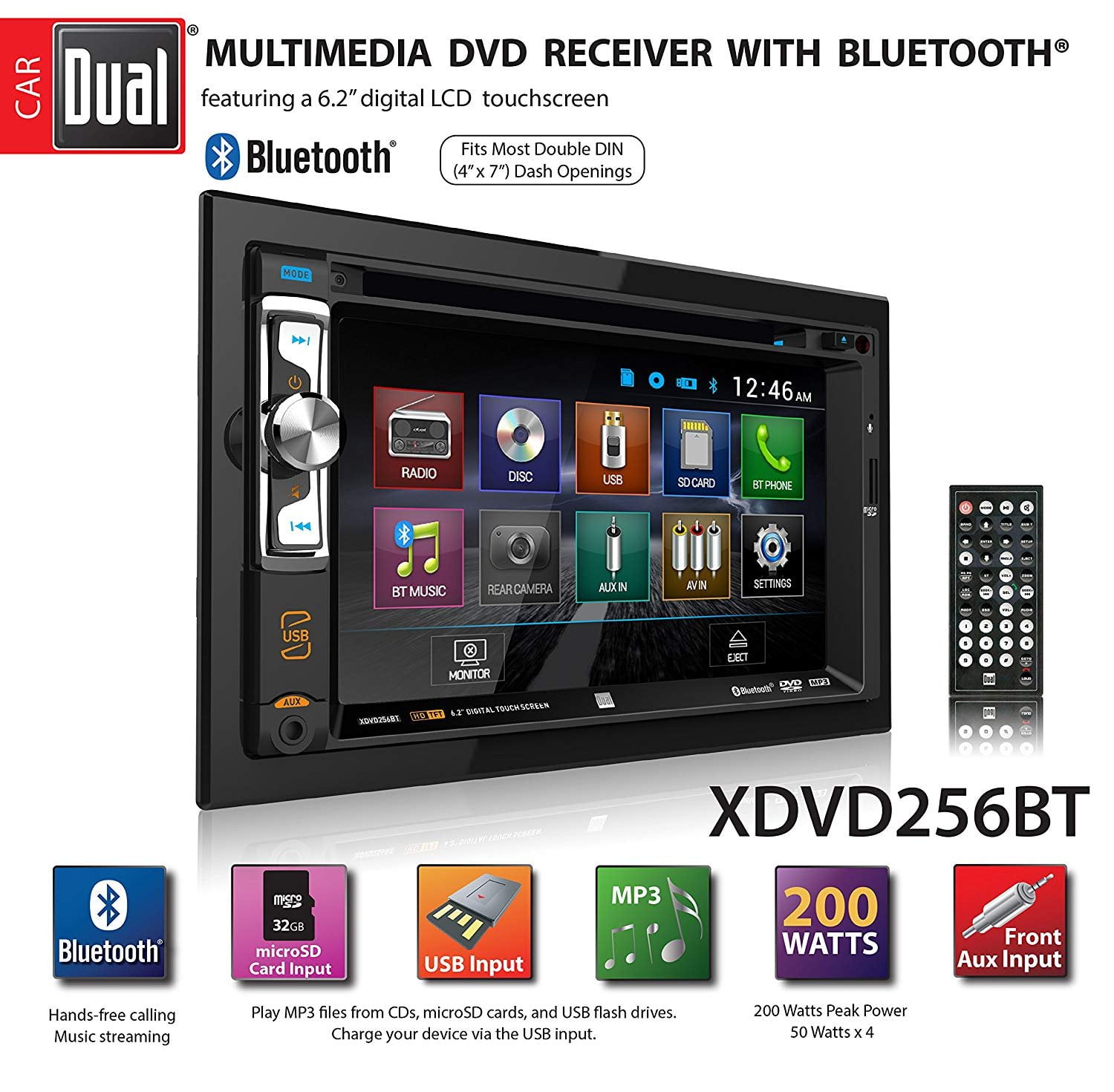 Dual XDVD256BT Digital Multimedia 6.2" LED Backlit LCD Touchscreen