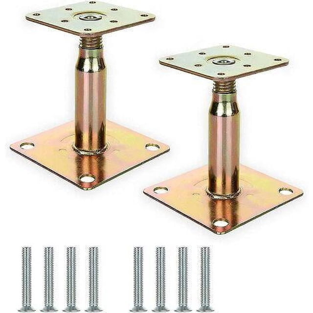 Soporte de base de poste alto ajustable galvanizado de 2 piezas de 100-150 mm, soporte de techo resistente para construcción - Oro