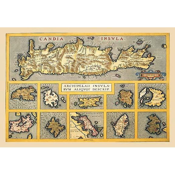Maps of Mediterranean Islands-Fine Art Canvas Print (20" x 30")