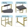 thumbnail image 3 of Hassch Velvet Upholstered Bar Stools Set of 2, Modern Armless Counter Chairs with Metal Legs & Footrest, for Kitchen, Home Bar, Café (Gray+Gold), 3 of 8