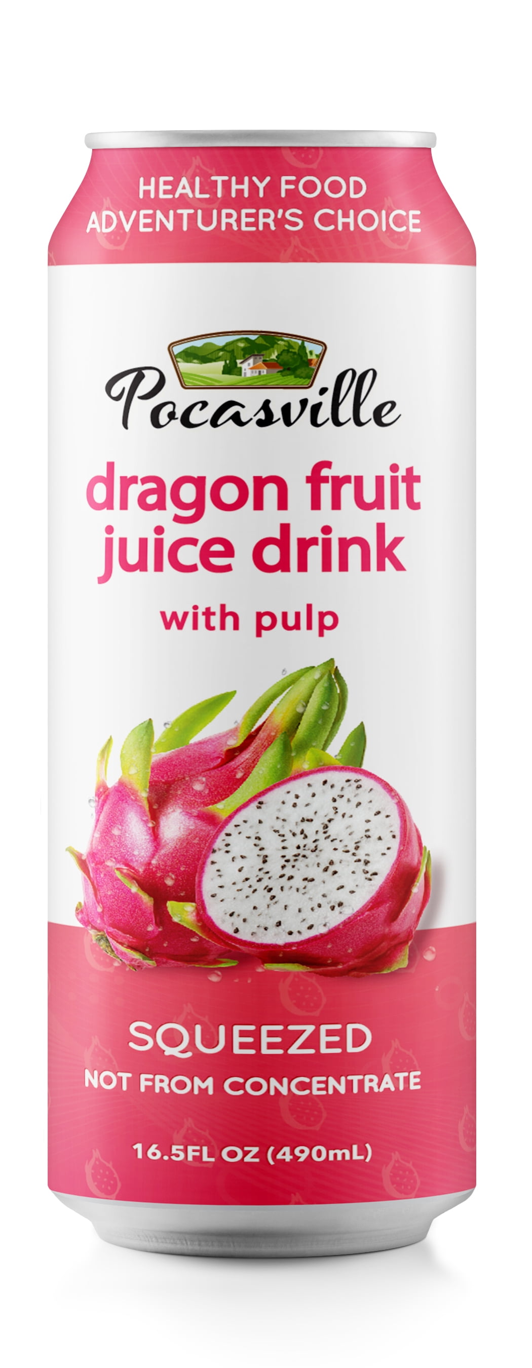 Pocasville Fruit Juices, Dragon Fruit, 16.5 Fluid Ounce (Pack of 12