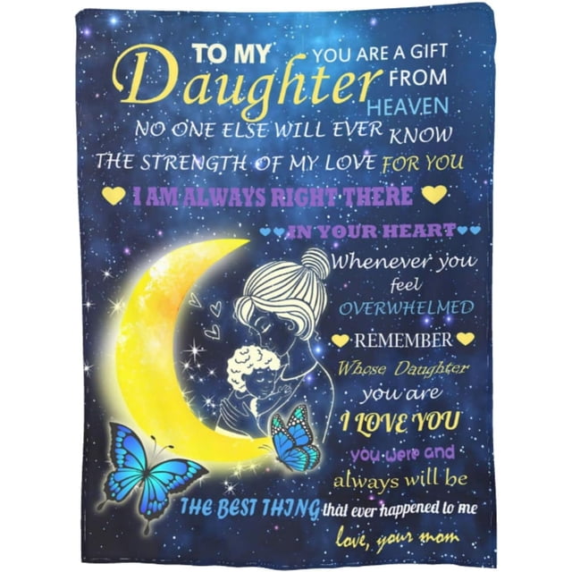 LHSHID to My Daughter from Mom Soft Warm Throw Blanket Lightweight Flannel Fleece Bed Blanket Gift for Girls Boys Men Women Chair Couch
