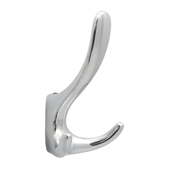 HUDSON BATH Double Hooks - Wall Mount Hooks, Dual Prong, Polished Chrome, 1-Pack