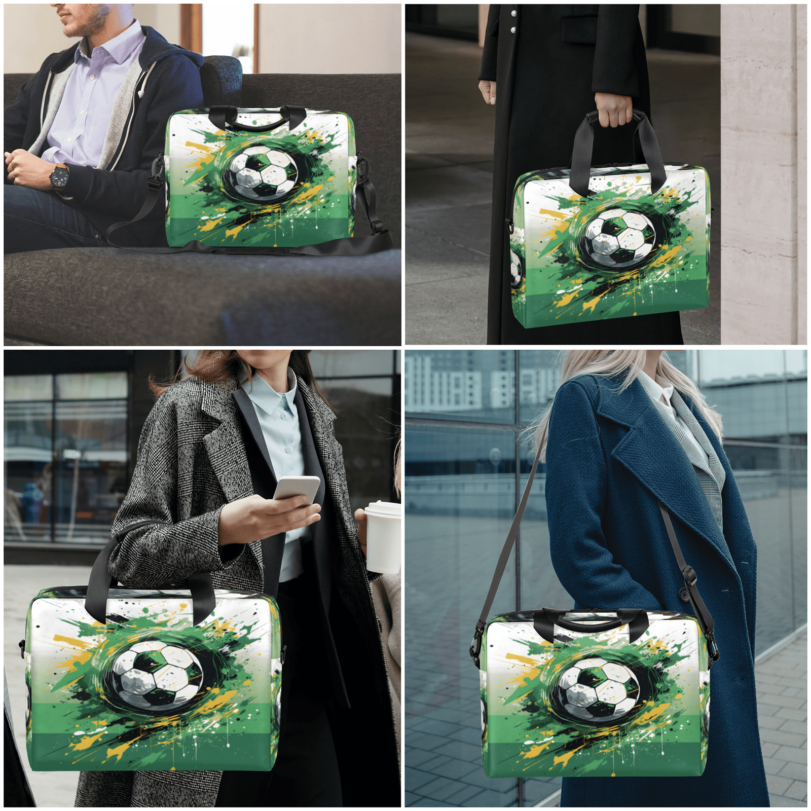 Herdesigns Graffiti Soccer Laptop Bag for Women Men, Computer Case Briefcase Messenger Bags, 15-15.6 inch Laptop Sleeve Shoulder Bag