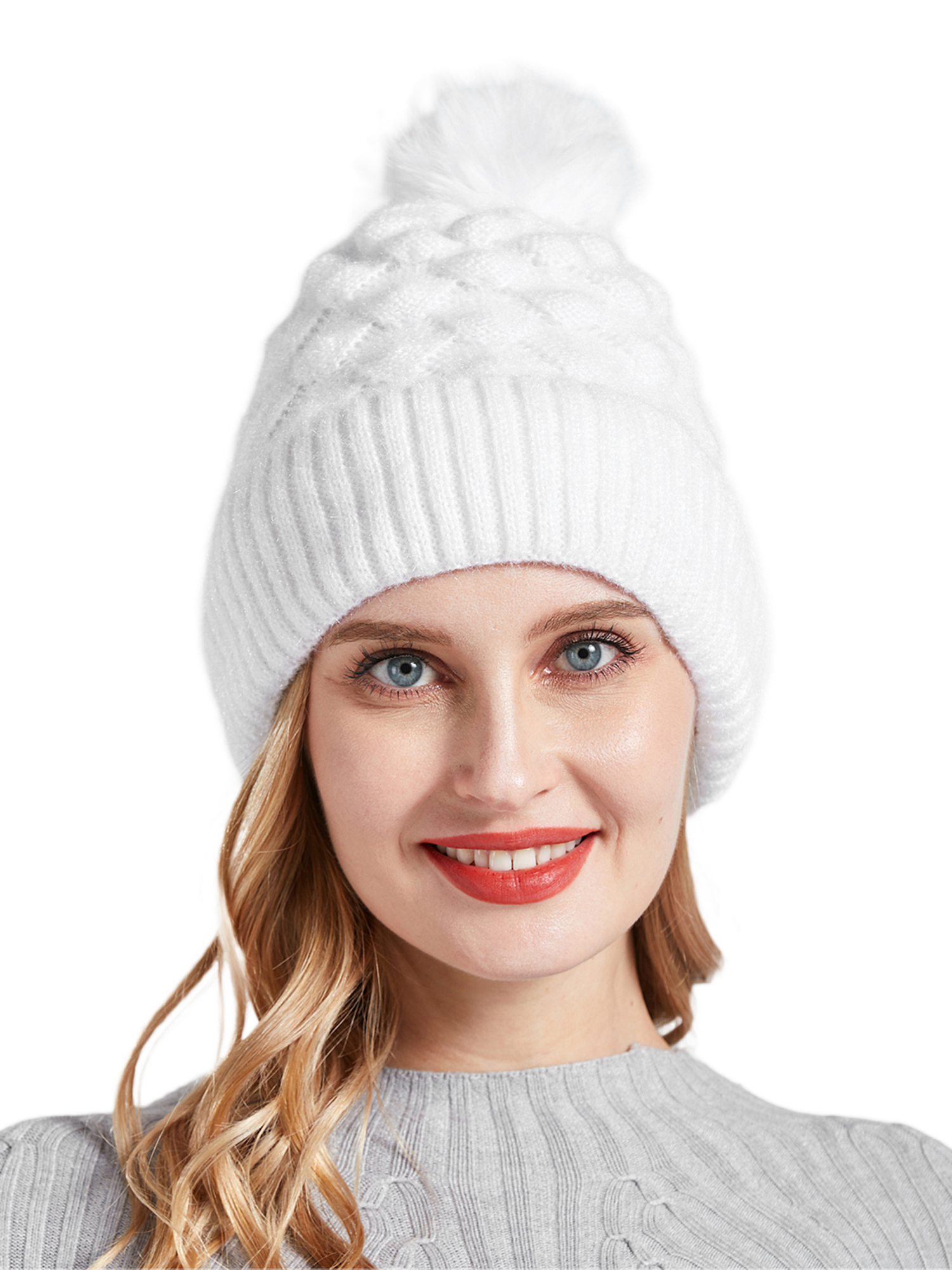 Pom Hat Warm Skull Cap (Khaki 