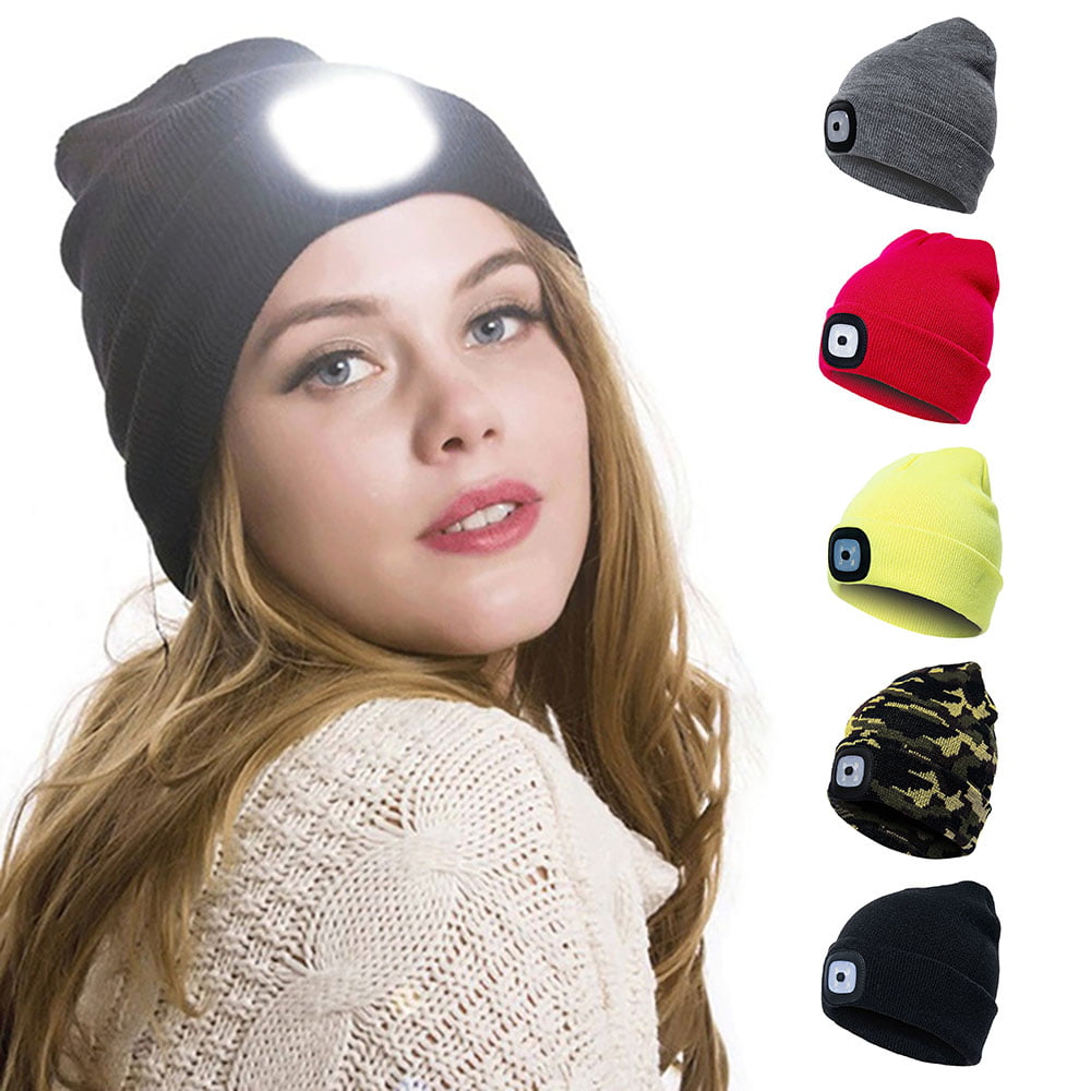 Winter Wear Unisex LED Beanie Hat Knitted Cap Battery Operated Head Lamp Light 