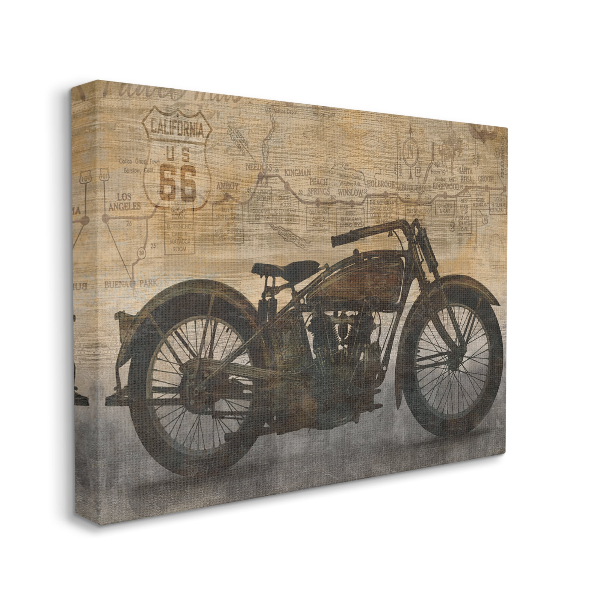 Stupell Industries Vintage Motorcycle Collage Transportation Painting Gallery Wrapped Canvas Print Wall Art, 20 x 16