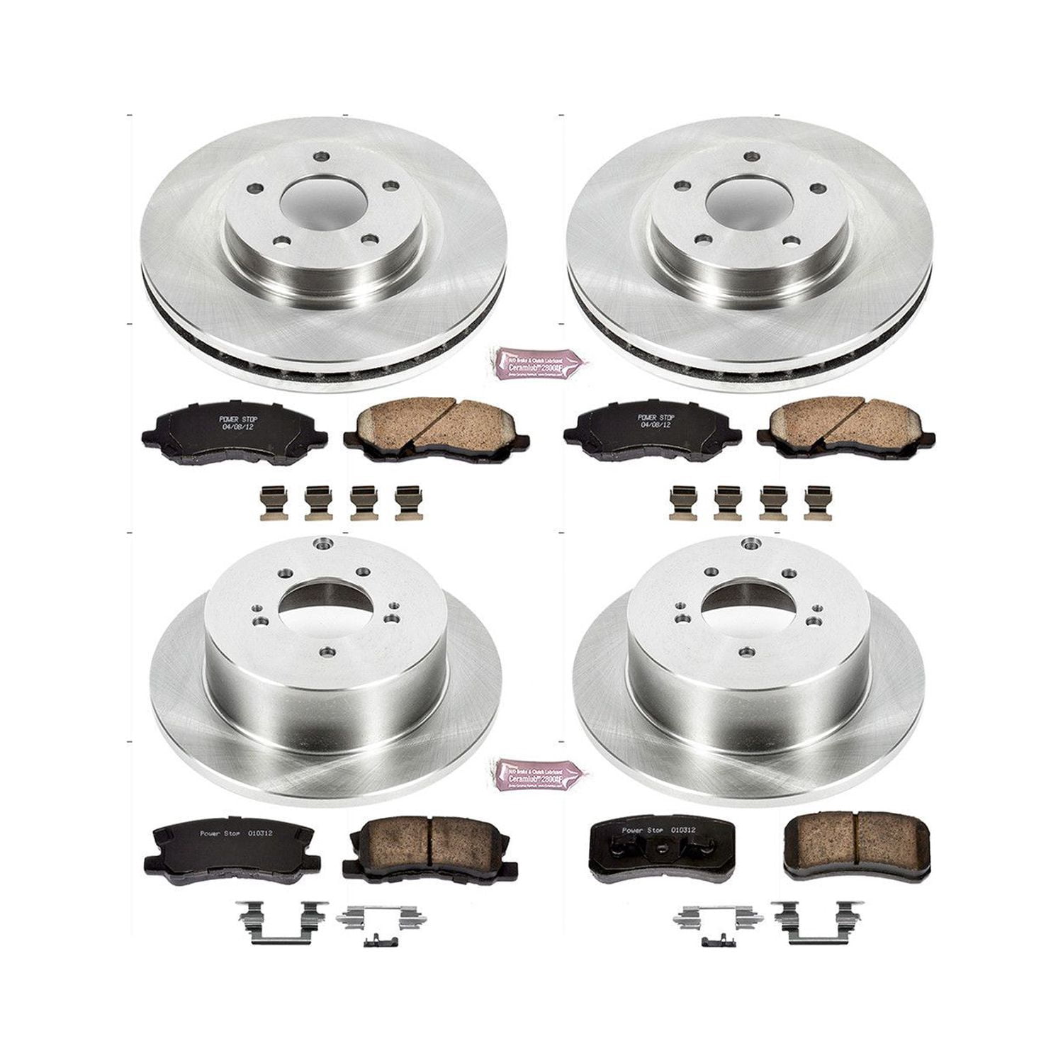 Power Stop Front and Rear Stock Replacement Brake Pad and Rotor Kit KOE5477