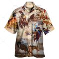 thumbnail image 3 of Camisa con estampado de vaquero occidental para hombre, blusa de manga corta con estampado de caballo en 3D, ropa masculina de gran tamaño estilo vintage, blusa informal y cómoda con cuello, 3 of 5