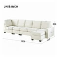 thumbnail image 6 of 138" Convertible Sectional Sofa, L-Shaped Modular Sofa Couch with Reversible Chaises Lounge & USB Port, 6-seat Upholstered Indoor Furniture for Living Room, Apartment, Office (Cream), 6 of 9