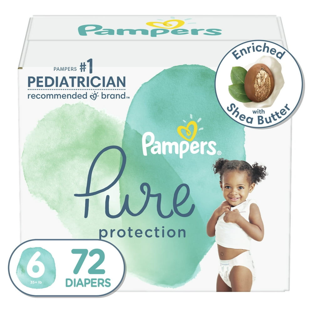 Pampers - Pampers Pure Protection Natural Diapers, Size 6, 72 ct