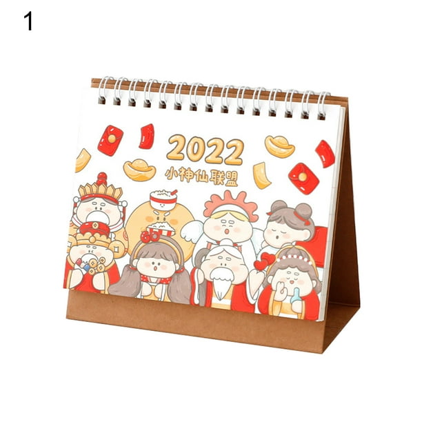 HEVIRGO 2022 Calendars Colorful Cartoons Paper Universal Desk Table