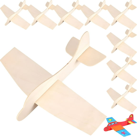 BESTSKY 10Pcs Wooden Paper Airplane Kit for Kids Party Favors