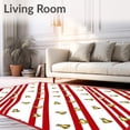 thumbnail image 2 of ODIKA 2'x3' Machine Washable Non-Slip Area Rug, Cane Stripe Holiday Entrance Duo with Jingle Bell Accents High Traffic Rug with Pad, Red, 630244, 2 of 8