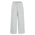 thumbnail image 4 of DHFJKG Women's Wide Leg Pants Striped Loose Fit High Waisted Casual Drawstring Side Slit Palazzo Summer Beach Comfy Trousers, 4 of 4