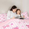 thumbnail image 4 of spefrowx Kawaii Pink Bow Gingham Twin Comforter Sets for Girls, Pink Checkered Dot Bedding Set, Pink Reversible, 2pcs, 1 Comforter and 1 Pillowcase, 4 of 6