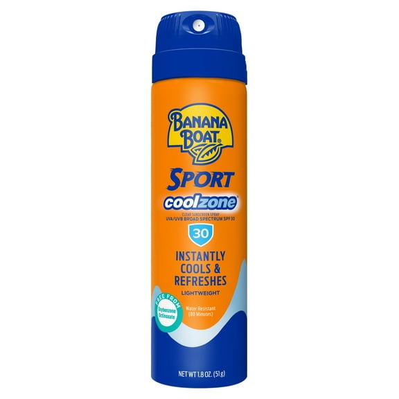 Banana Boat Sport Cool Zone SPF 30 Adult Sunscreen Spray, Travel Size, 1.8 oz