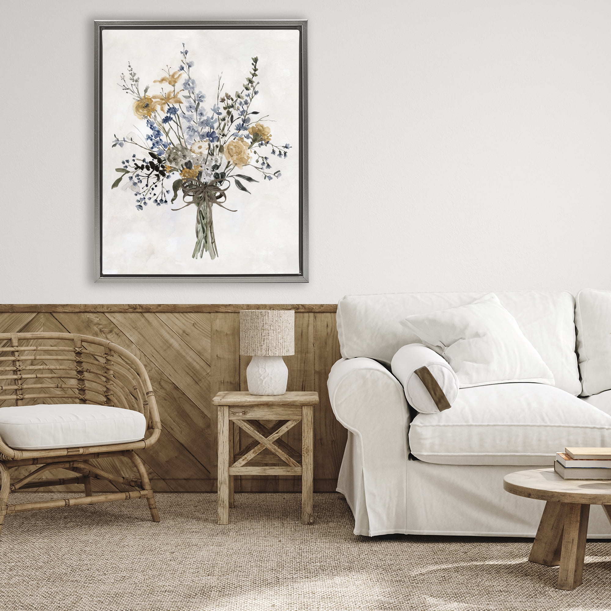 Stupell Industries Delicate Botanicals Bushel Gray Framed Floater Canvas Wall Art, design by Carol Robinson
