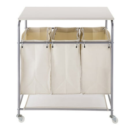 Nova Furniture Triple Cart Hamper Laundry Sorter With Ironing Board