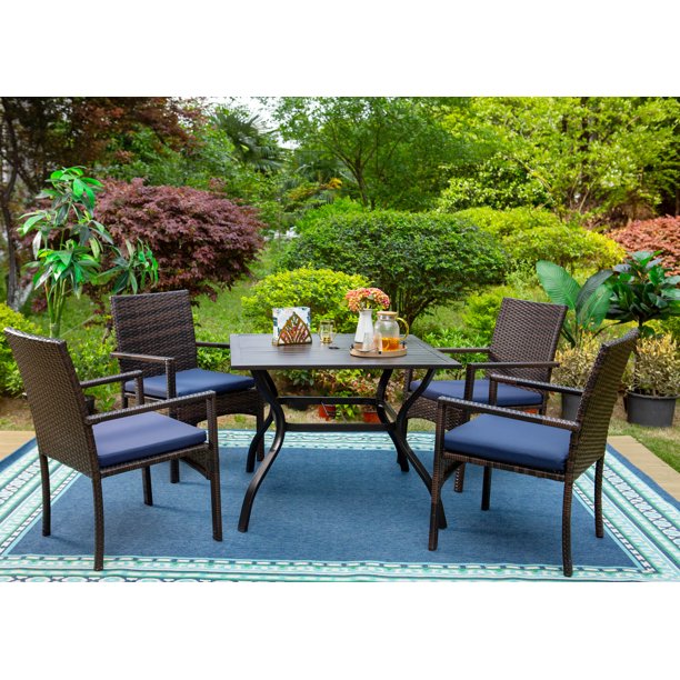 MF Studio 5Piece Outdoor Patio Dining Set with Metal Square Dining
