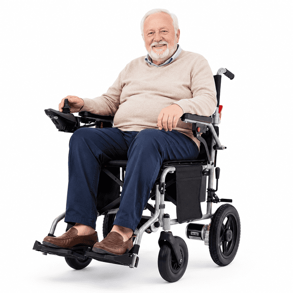 MediNex Lightweight Foldable Electric Wheelchair for Adults, Motorized Power Chair with Removable Battery, 350 lbs Capacity, 20-Mile Range,Extra Wide Seat, Silver