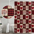 thumbnail image 4 of Red Plaid Valentine's Day Shower Curtain Set - Extra Long 72" x 96" Washable Bathtub Curtain with 12 Hooks, Checkered Farmhouse Valentines Waterproof Fabric Stall Shower Curtains for Bathroom Décor, 4 of 6