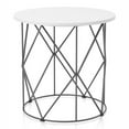 thumbnail image 2 of Furniture of America Borche Table d'Appoint Ronde Industrielle en Bois, Blanche, 2 of 6