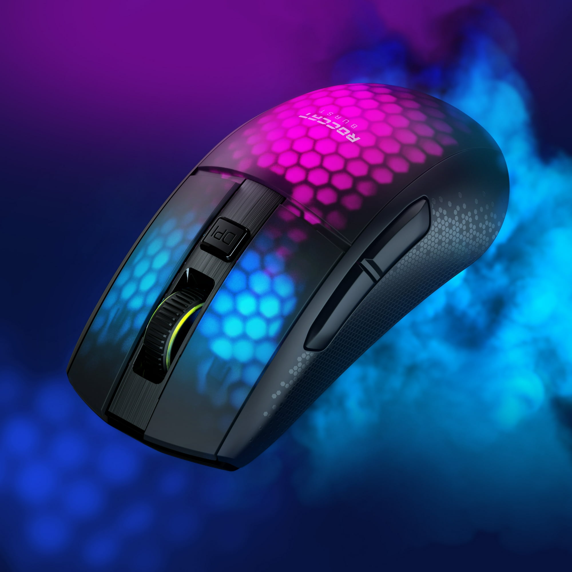 ROCCAT Burst Pro Air Ratón óptico inalámbrico para juegos RGB, ligero, con interruptores ópticos, USB-C, negro