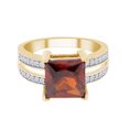 thumbnail image 2 of AFFY Princess Cut Red Simulated Garnet & White Cubic Zirconia Cocktail Ring in 14k Yellow Gold Over Sterling Silver Ring Size - 8.5, 2 of 6