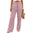 thumbnail image 2 of Mifsaly Striped Linen Pants Women High Waisted Wide Leg Summer Pant Lightweight Loose Fit Casual Beach Vacation Outfits with Pockets 2026 Red,M, 2 of 9