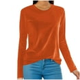 thumbnail image 3 of QATAINLAV Women's Vintage Velvet Long Sleeve T-Shirts Casual Elegant Loose Pullover Tops Classic Round Neck Blouse Orange XXL, 3 of 7