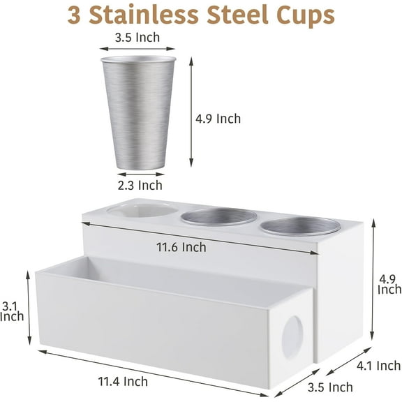 Hair Tool Organizer, Acrylic Dryer Holder, Vanity Storage Stand for Accessories, Makeup, Toiletries, White