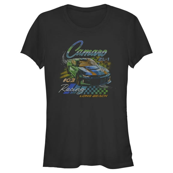 Junior's General Motors Camaro Long Beach Racing  Graphic Tee Black Large