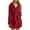 Red, variant on Kaemgyyd Hooded Robes for Women Plush Fleece Long Sleeve Kimono Soft Bathrobe Fall Winter Warm Short Robe Lounge Sleepwear with Belt