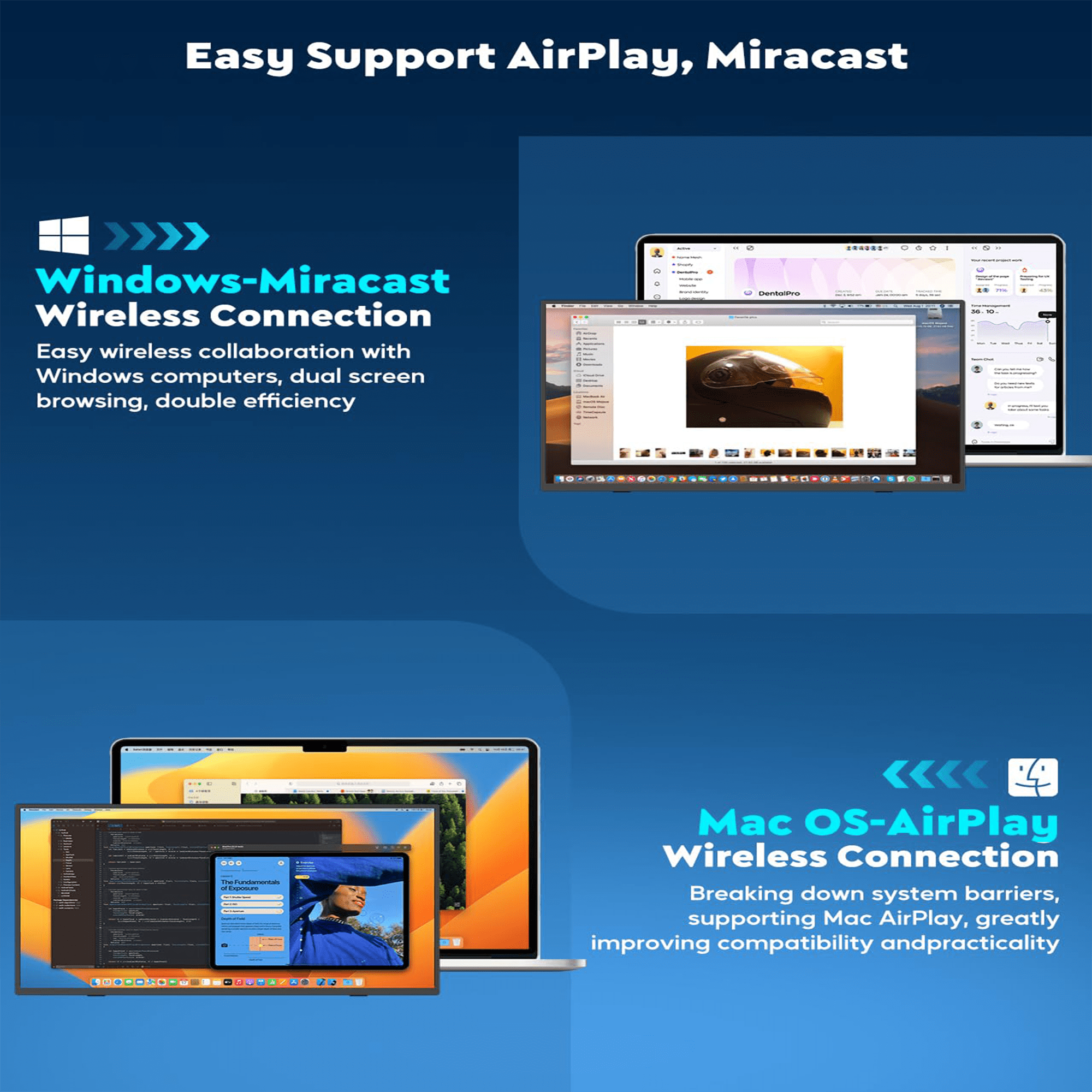 KEEPTIME 8000 mAh Wireless Portable Monitor, 15.6" 1080P IPS Laptop Screen, Second Computer Gaming Display with Speakers, Travel Monitor for Windows/Mac/Android/iOS/Gaming Console